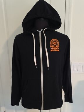 Men’s Black Zip Hoodie with Orange Logo